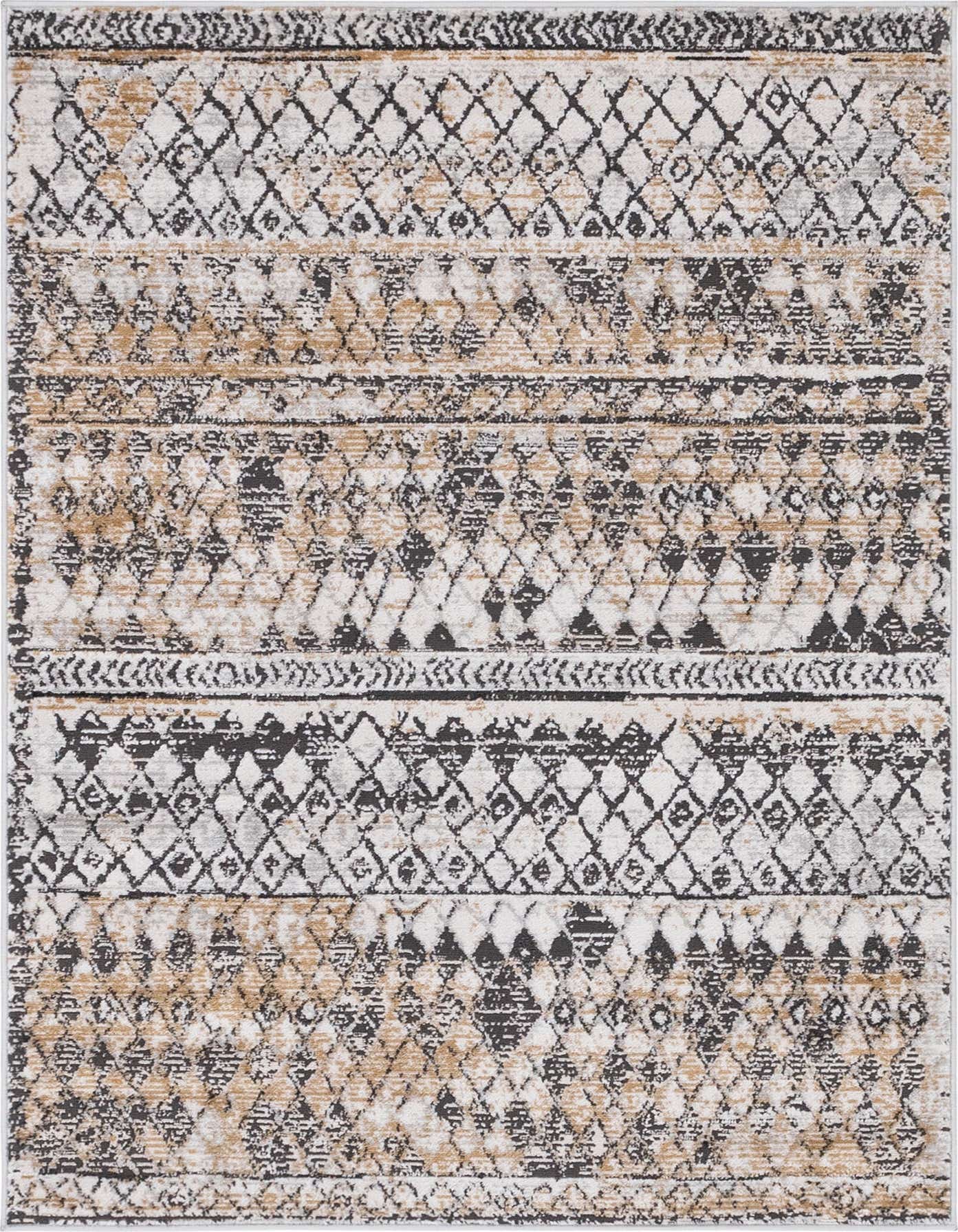 A 4x6 rectangular Leipzig rug featuring a distressed Southwestern tribal pattern in browns, tans, creams, and black.