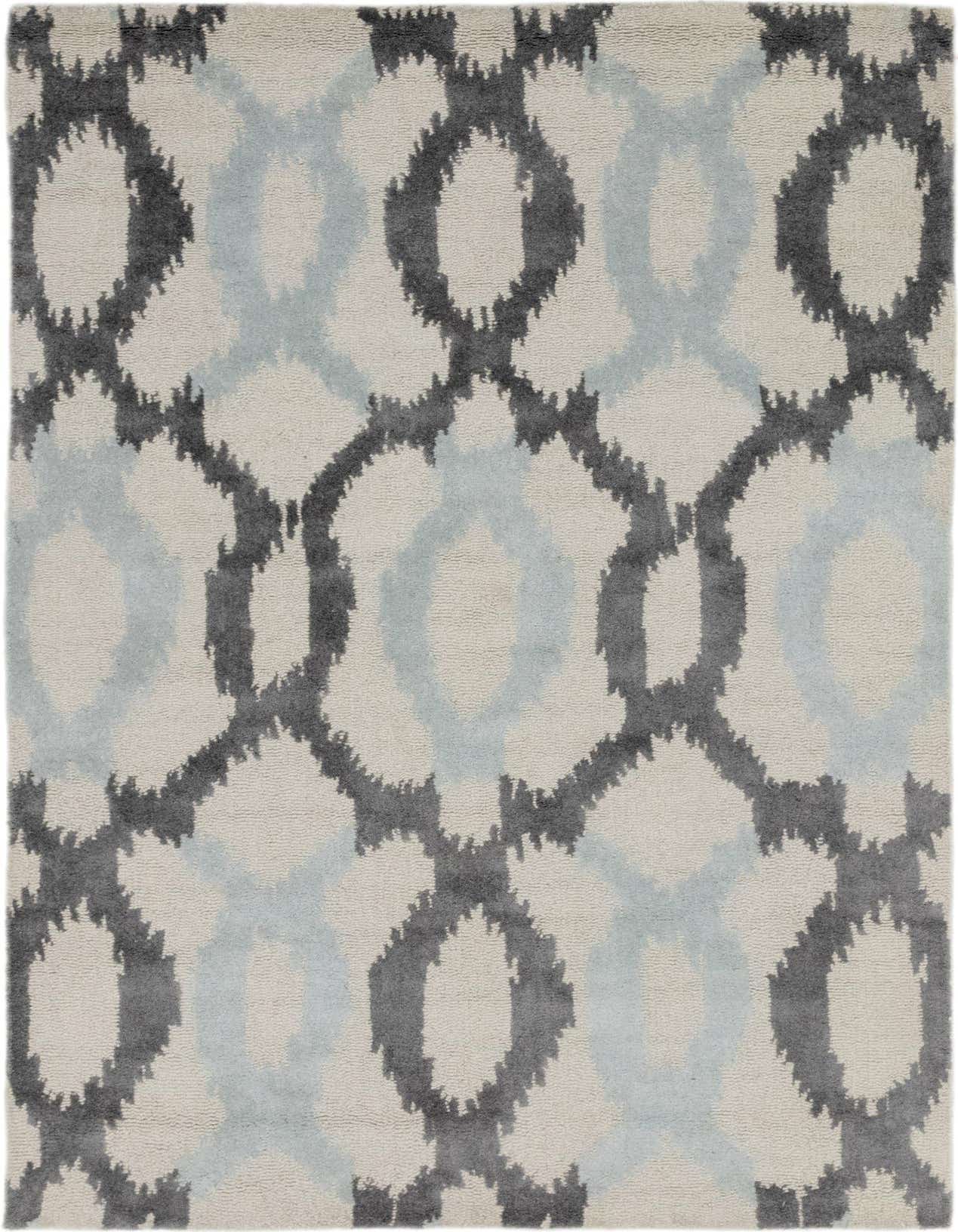 A 5x8 rectangular Luna rug with an abstract pattern in shades of brown, tan, and cream, suitable for a living room.