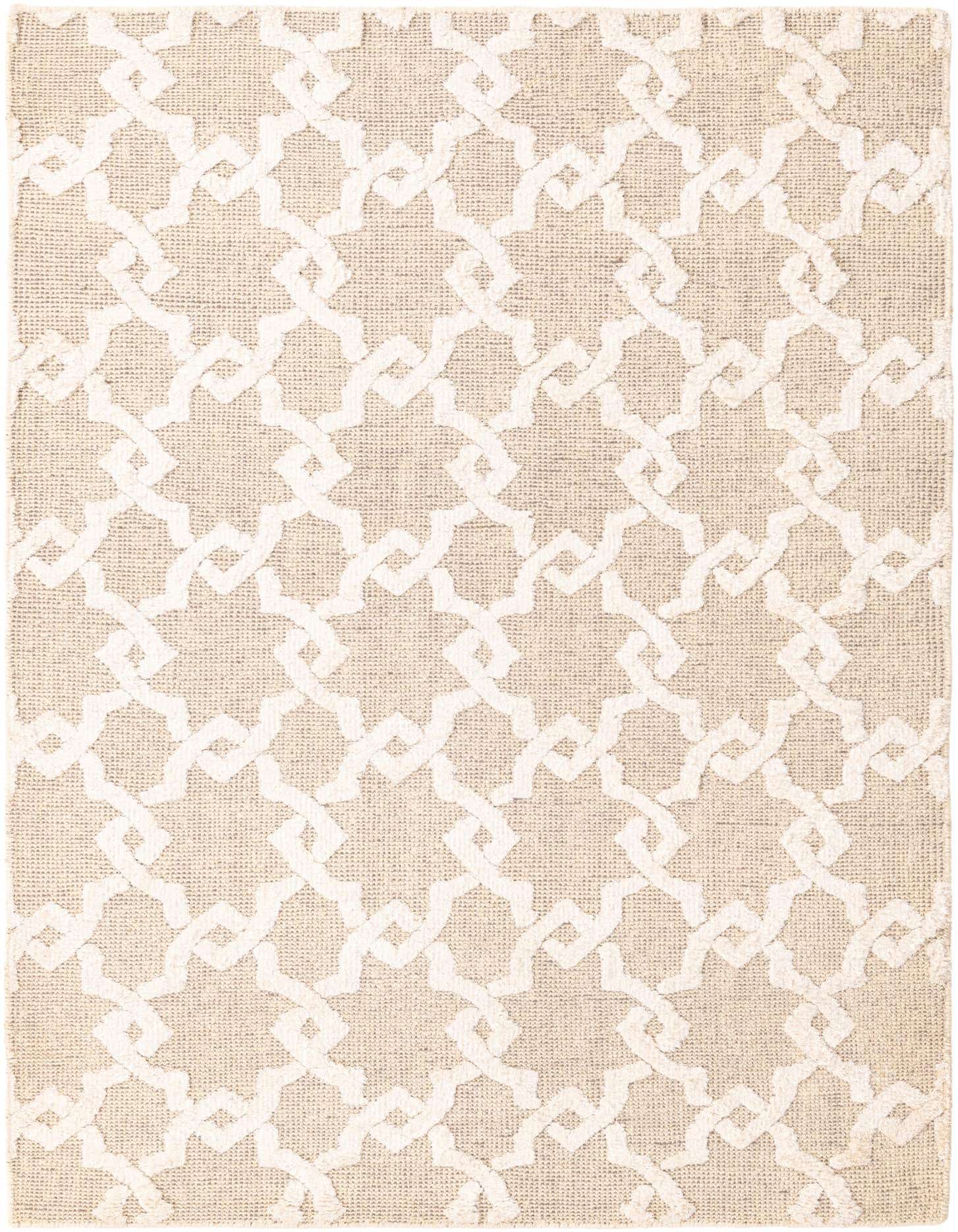 A 5x8 rectangular Luna Collection rug featuring a modern abstract pattern in brown and ivory tones.