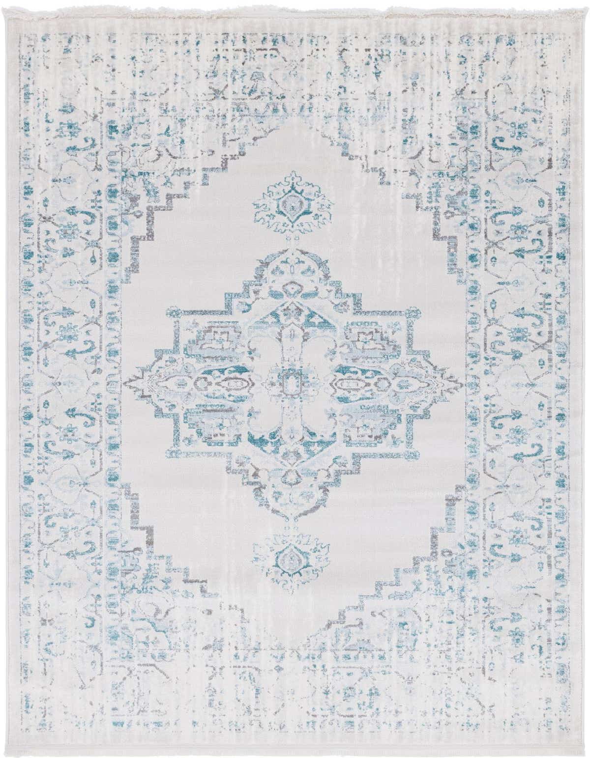 A 5x8 rectangular Modern Classical rug featuring a distressed medallion pattern in brown and ivory tones, suitable for a living room.