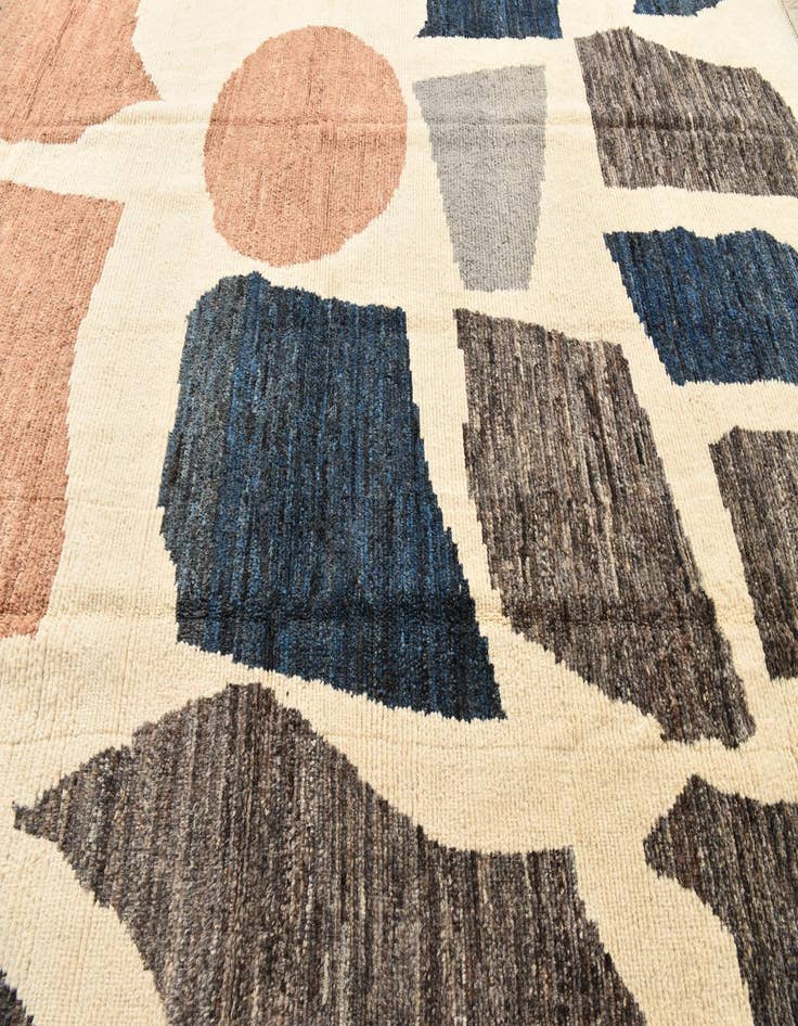 Detail image of  10' 2 x 14' 2  Hand Knotted Moroccan Wool Rug