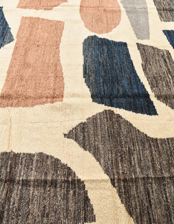 Detail image of  10' 2 x 14' 2  Hand Knotted Moroccan Wool Rug