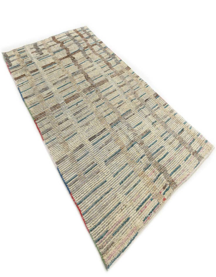 Detail image of  4' 8 x 8'  Hand Knotted Moroccan Wool Rug