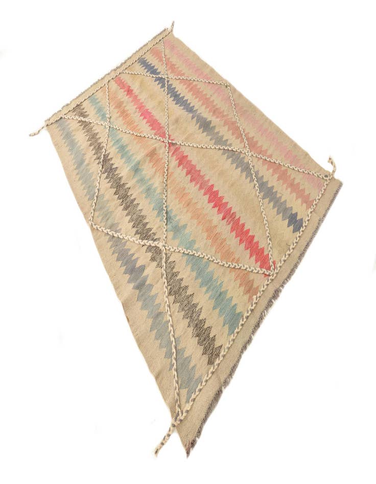 Detail image of  4' 8 x 6' 6  Hand Knotted Moroccan Wool Rug