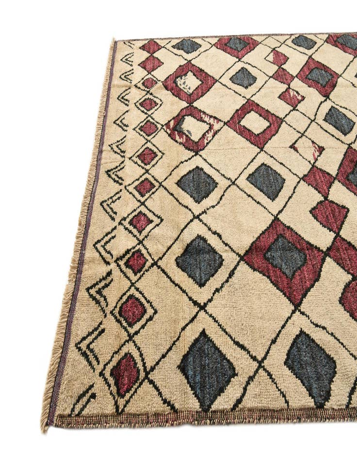 Detail image of  9' 3 x 10' 3  Hand Knotted Moroccan Wool Rug