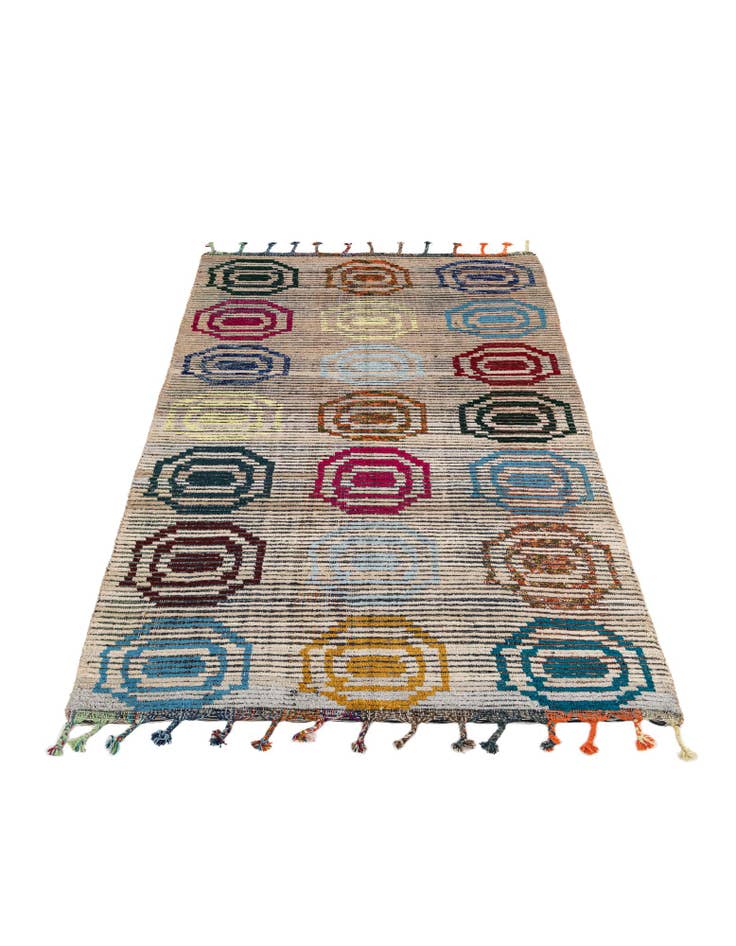 Detail image of  5' 6 x 8' 4  Hand Knotted Moroccan Wool Rug