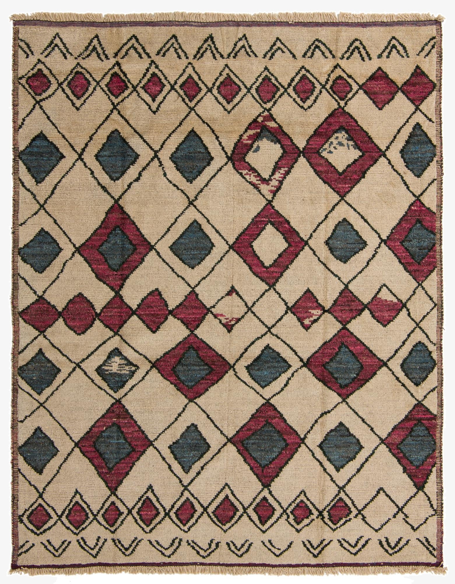  9' 3 x 10' 3  Hand Knotted Moroccan Wool Rug