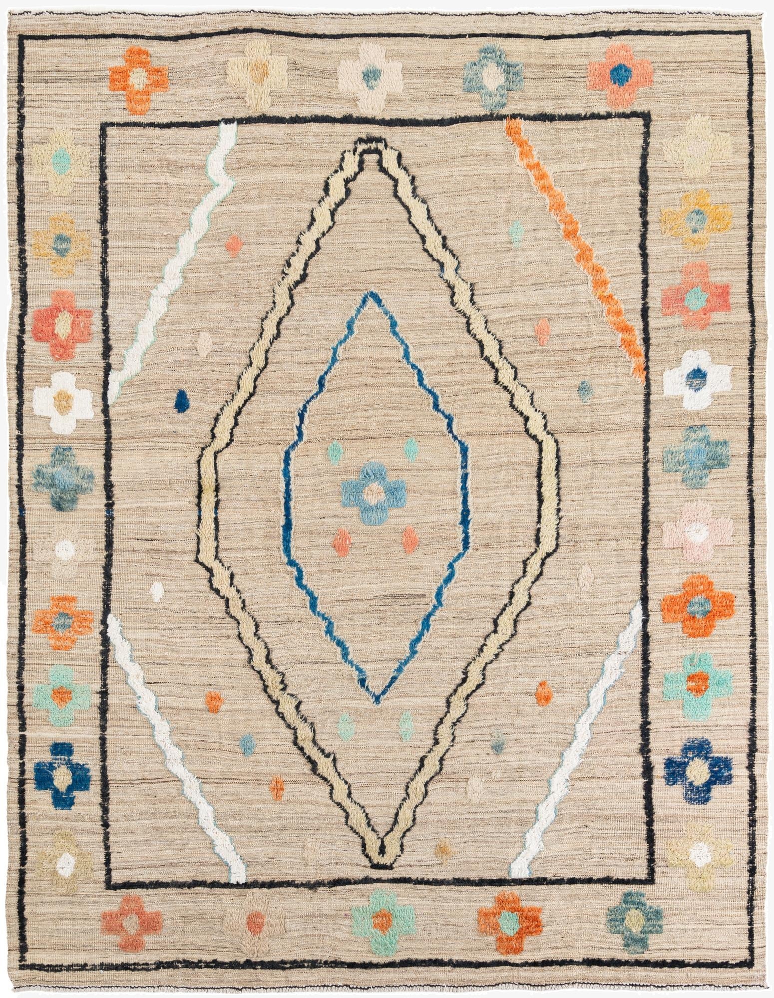  8' 1 x 10' 6  Hand Knotted Moroccan Wool Rug