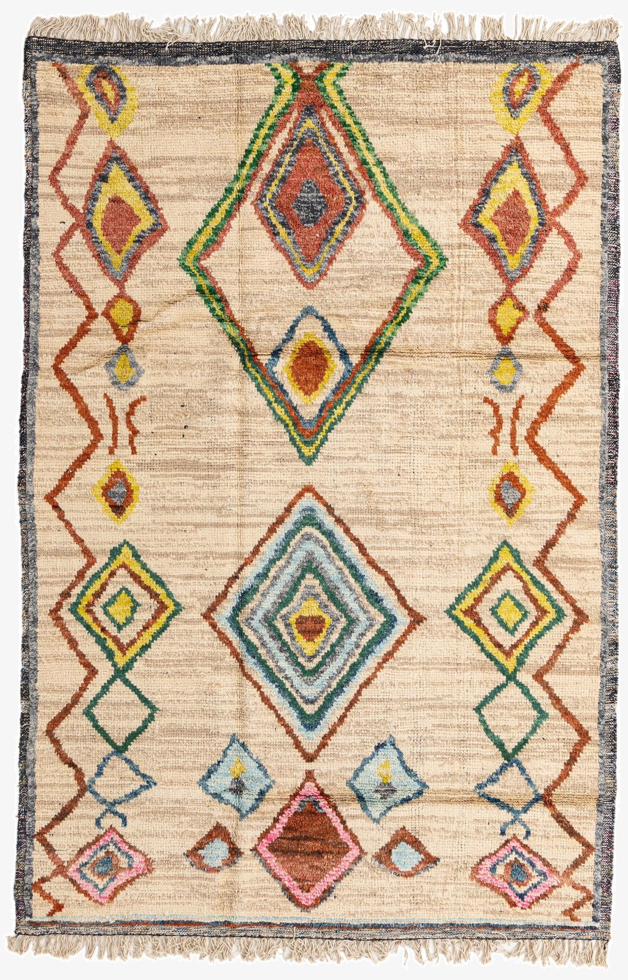  5' 11 x 9'  Hand Knotted Moroccan Wool Rug