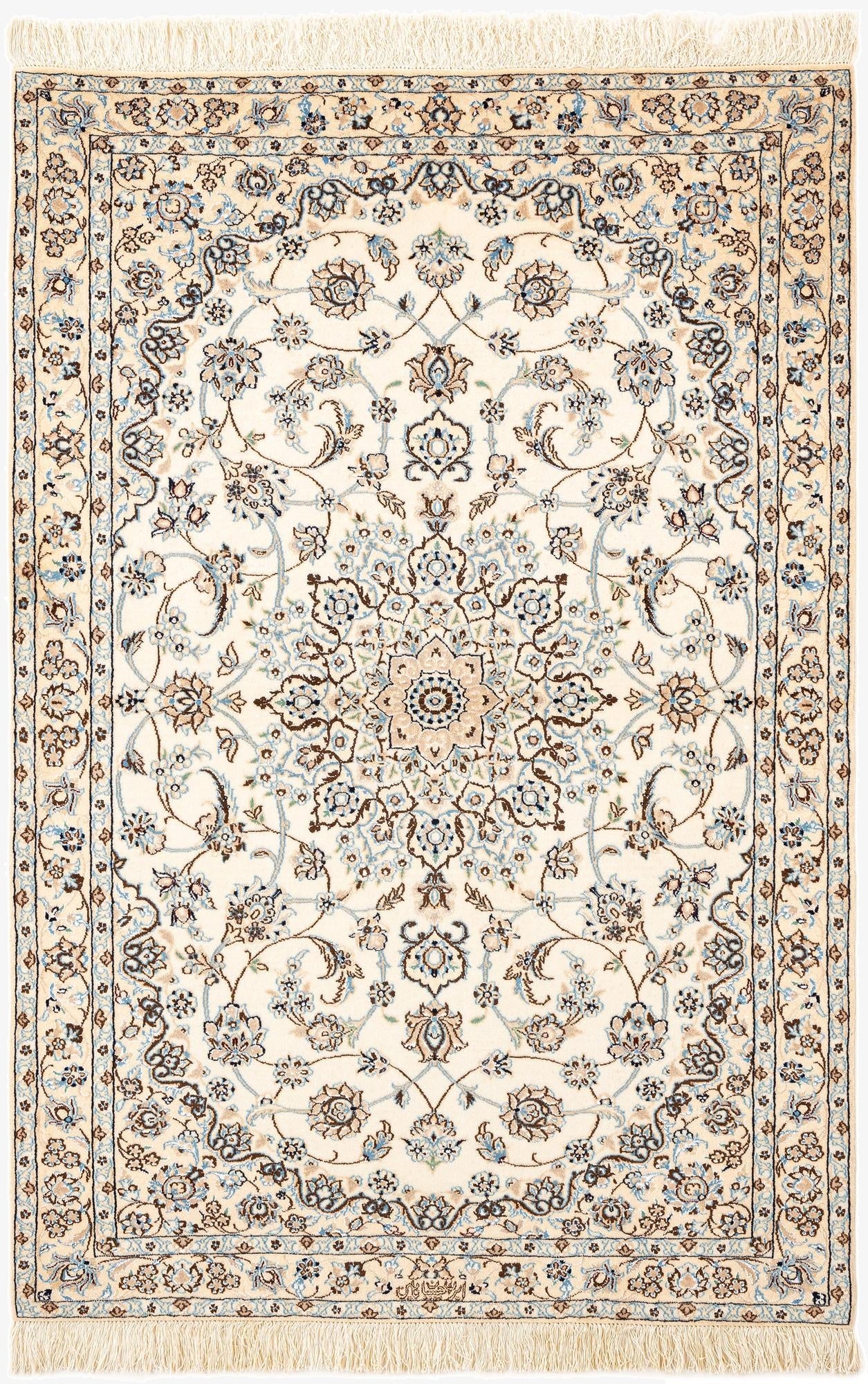  3' 5 x 5' 1  Hand Knotted Nain Rug