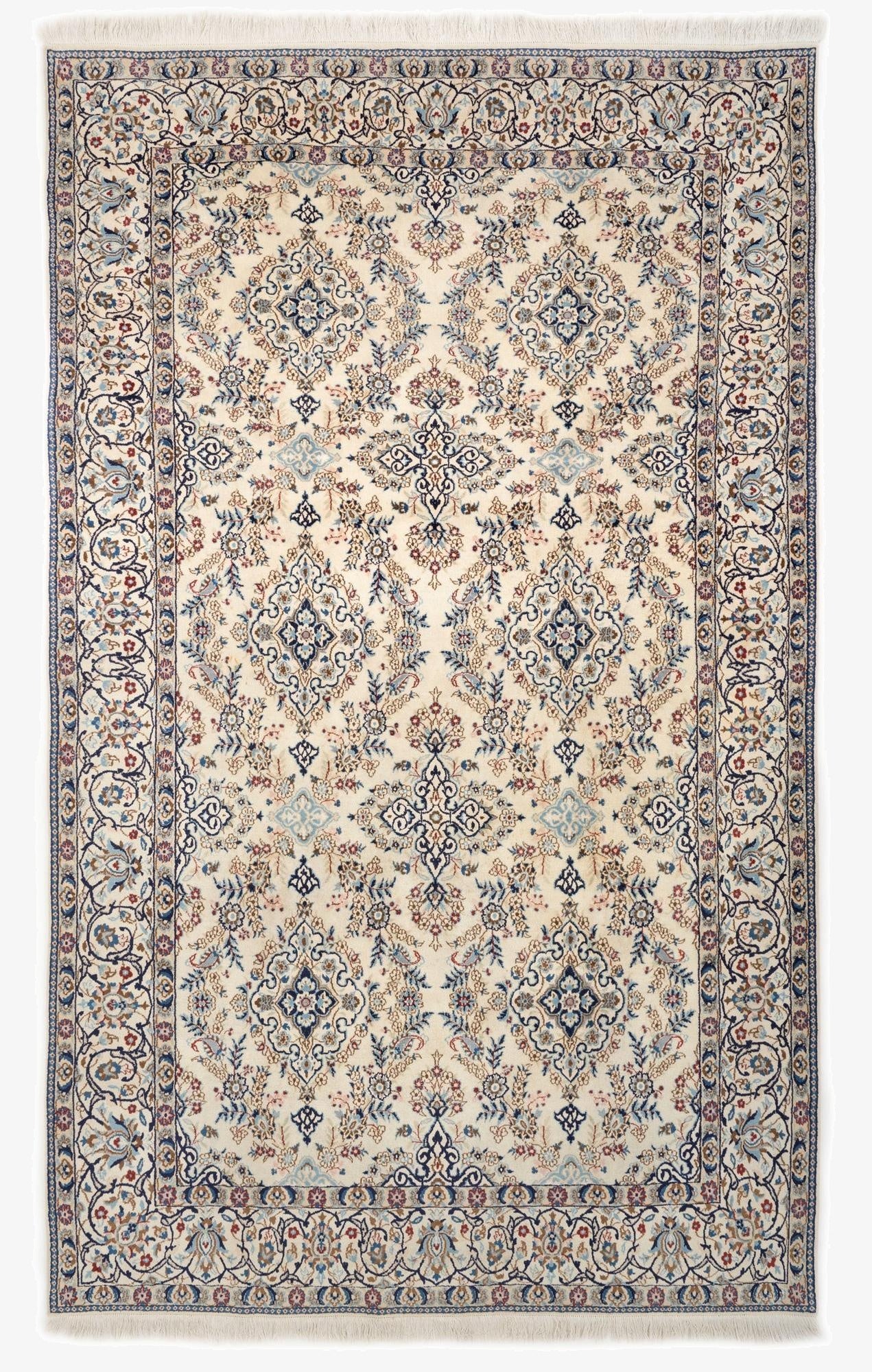  6' 7 x 10' 4  Hand Knotted Nain Persian Wool Rug