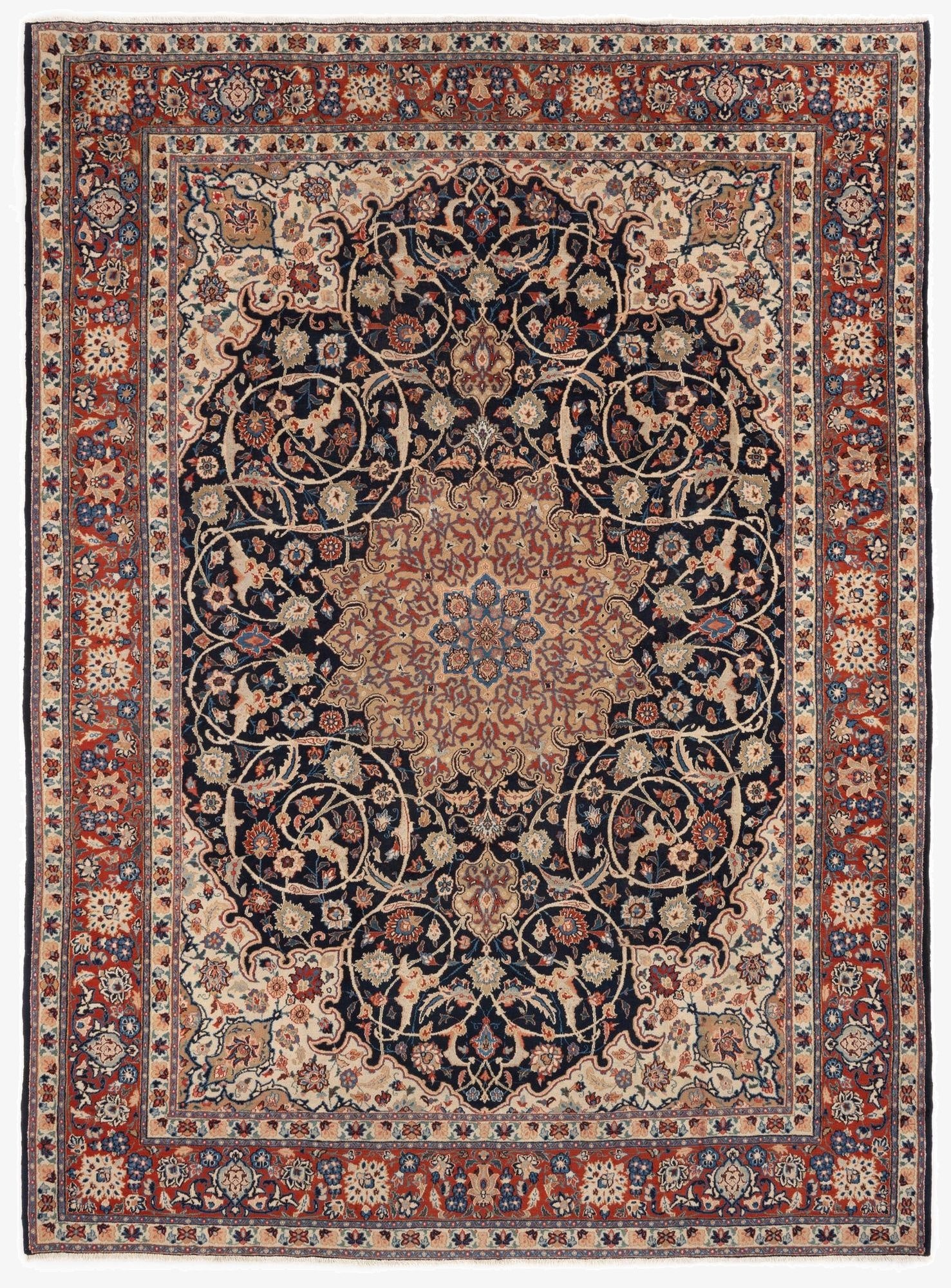  8' 5 x 11' 9  Hand Knotted Najafabad Persian Wool Rug