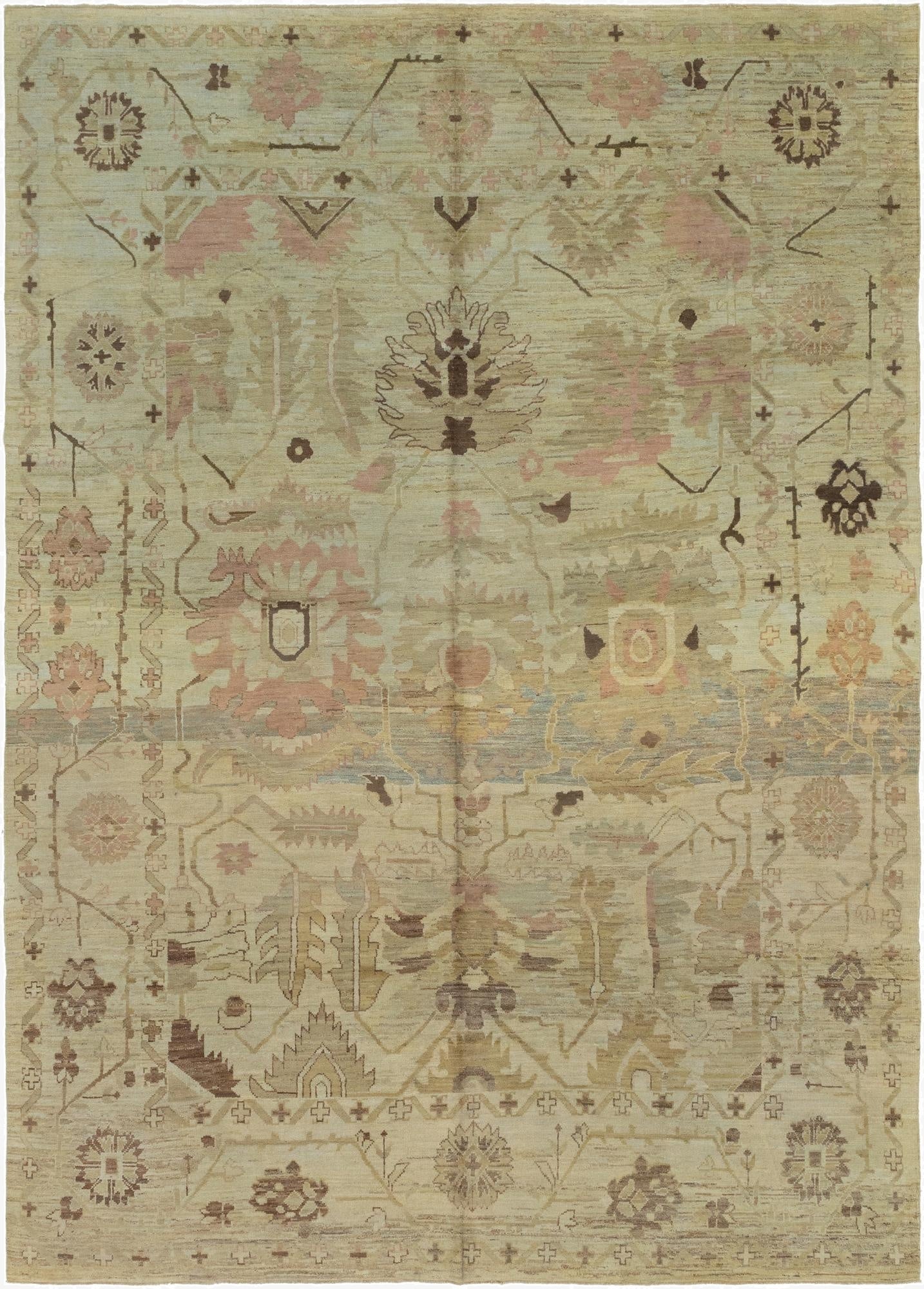  11' x 15' 7  Hand Knotted Oushak Wool Rug