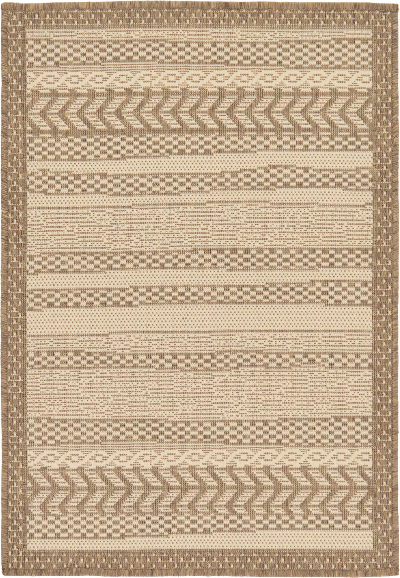 Beige 2' 2 x 3' Border Indoor / Outdoor Rug | Rugs.com