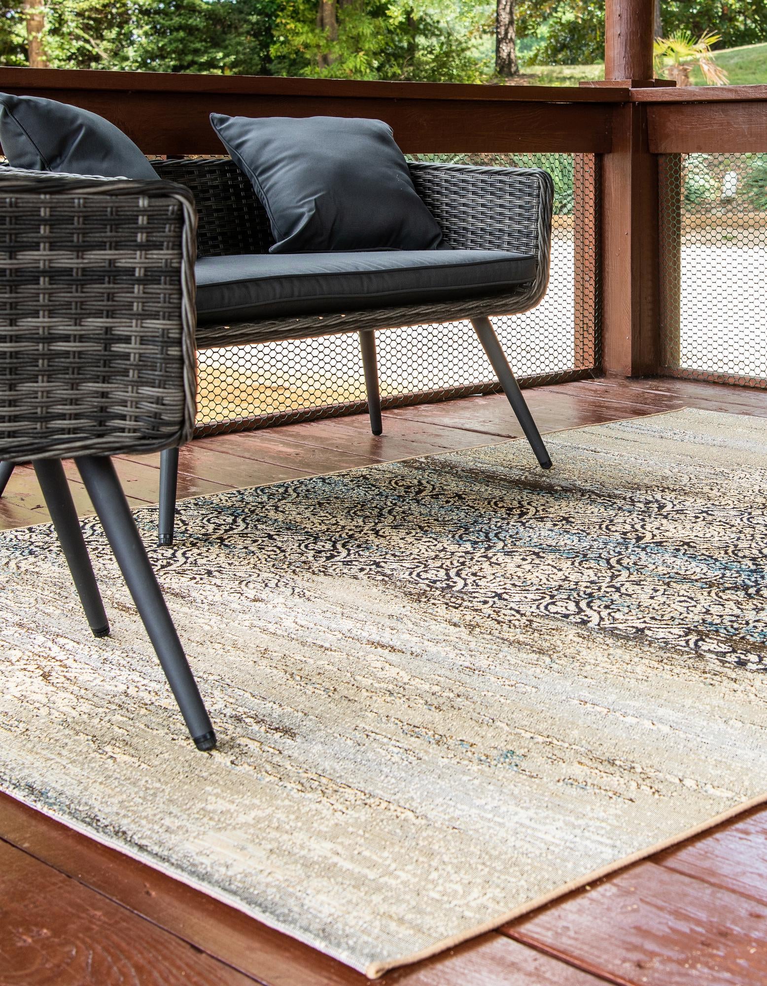 Beige 8' x 11' 4 Botanical Indoor / Outdoor Rug | Rugs.com