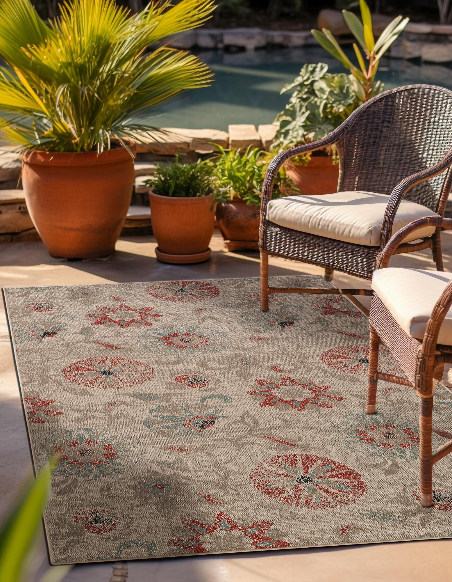 Beige 10' x 14' 2 Botanical Indoor / Outdoor Rug | Rugs.com