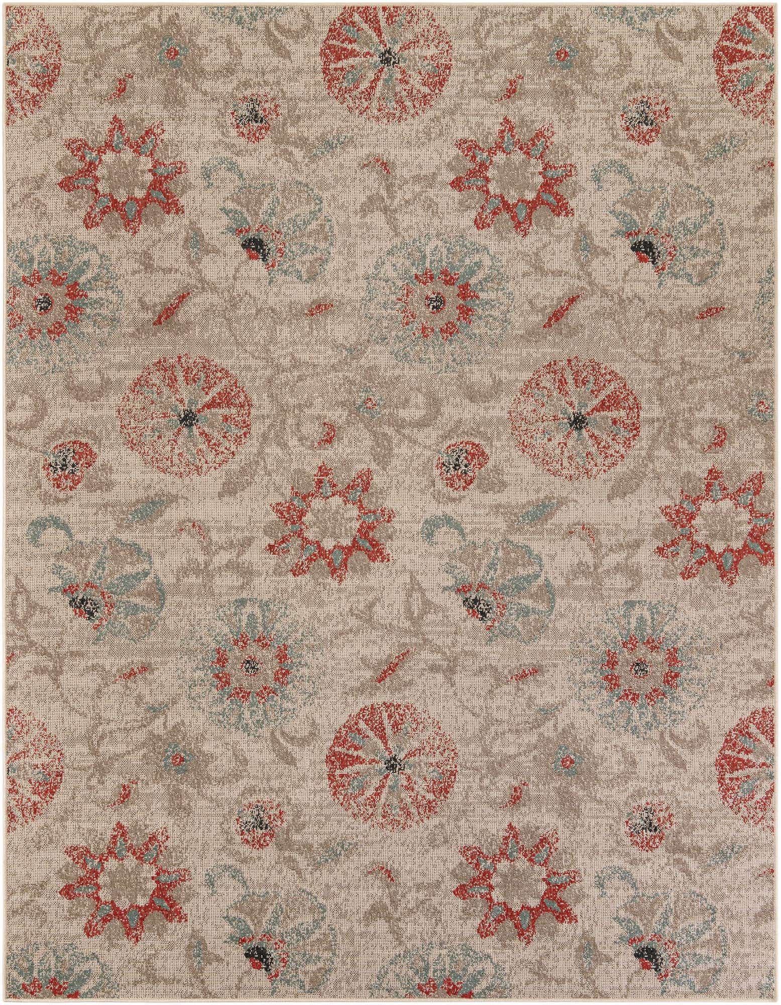 Primary image  7' 10 x 10'  Washable Botanical Indoor / Outdoor Rug