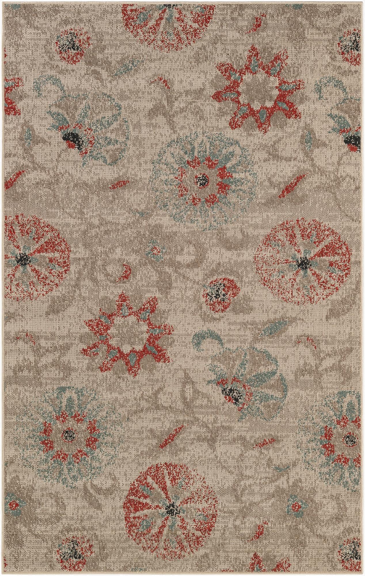 Primary image  5' x 8'  Washable Botanical Indoor / Outdoor Rug