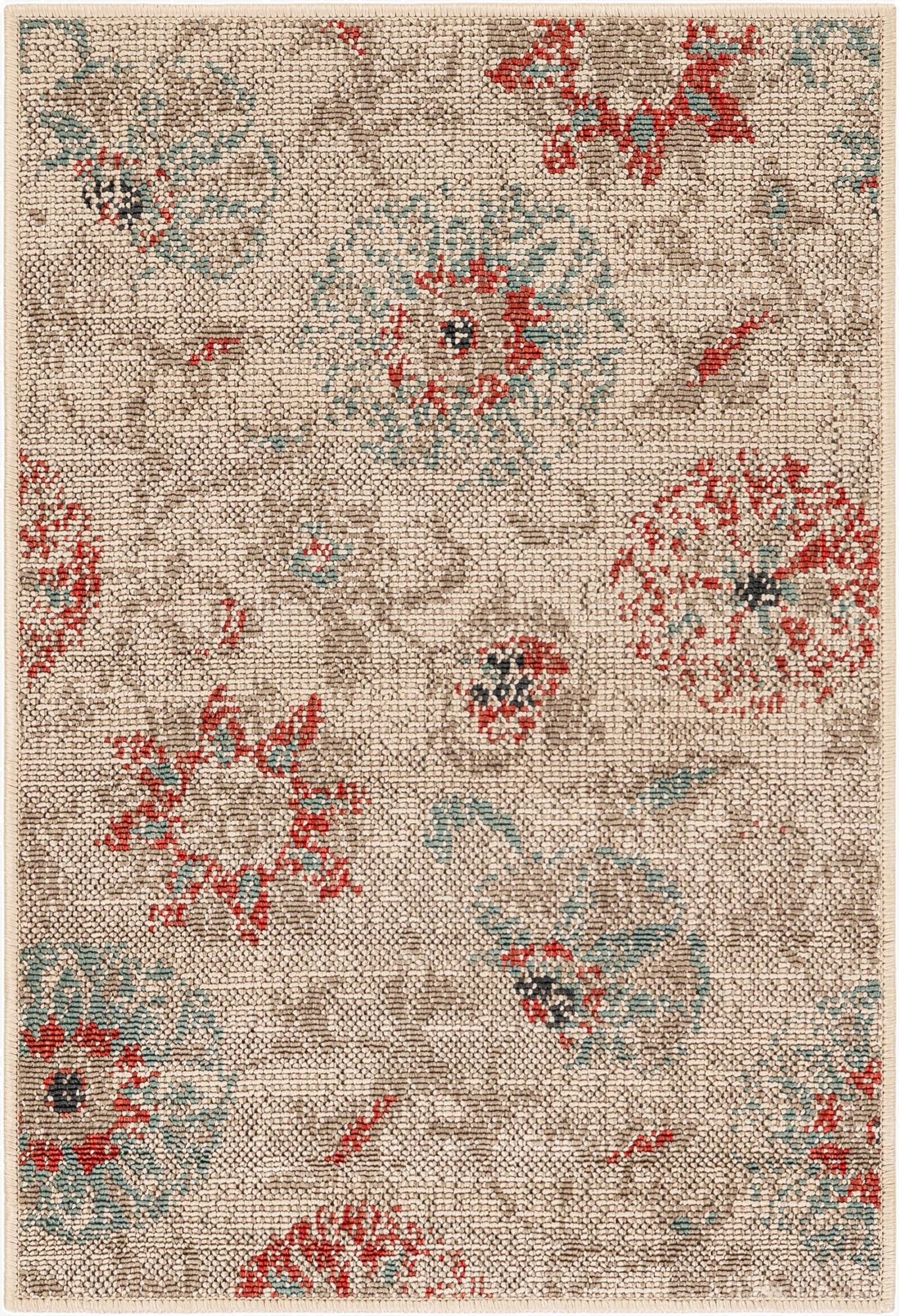  2' x 3'  Washable Botanical Indoor / Outdoor Rug