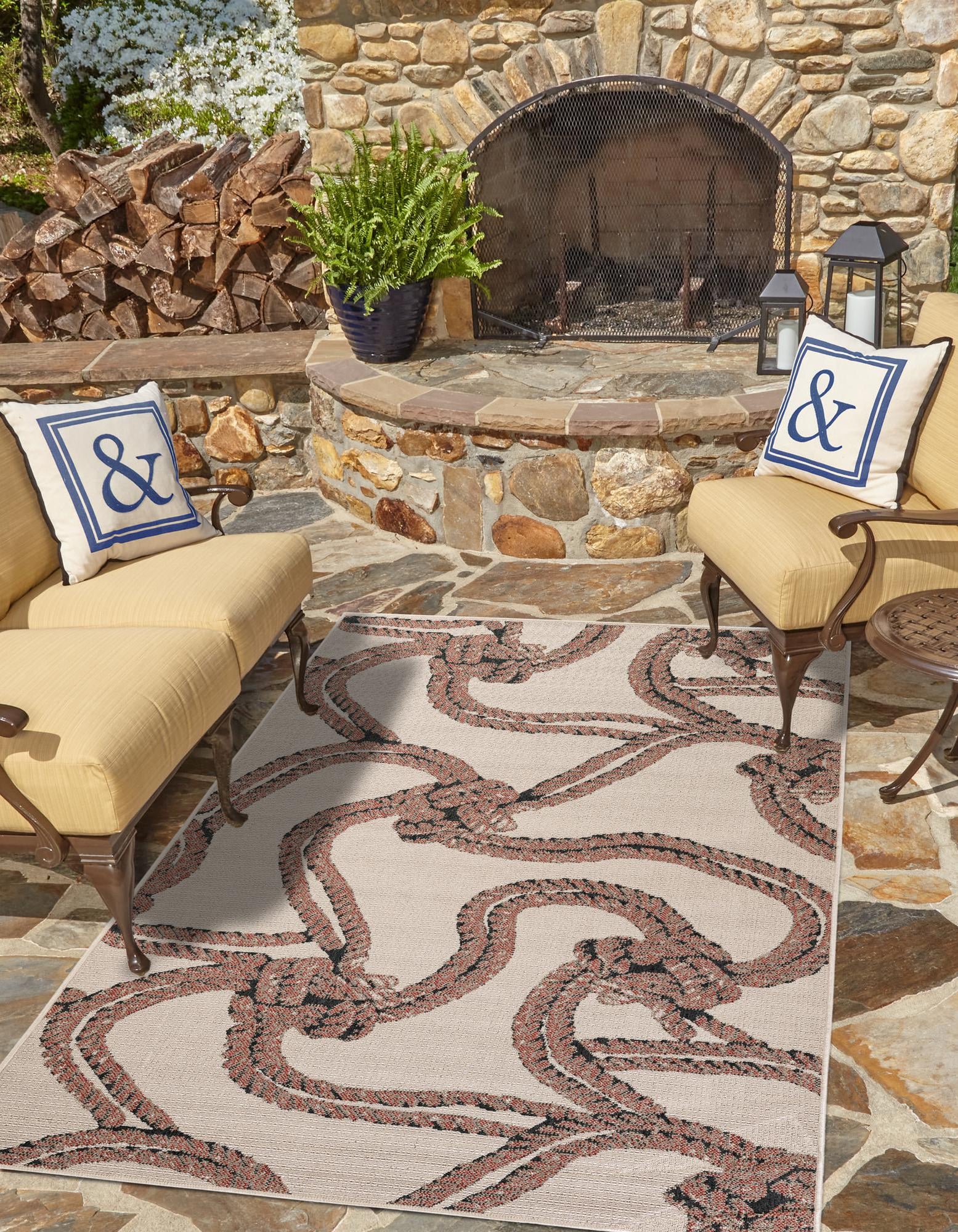 Beige 7' 10 x 10' Coastal Indoor / Outdoor Rug | Rugs.com