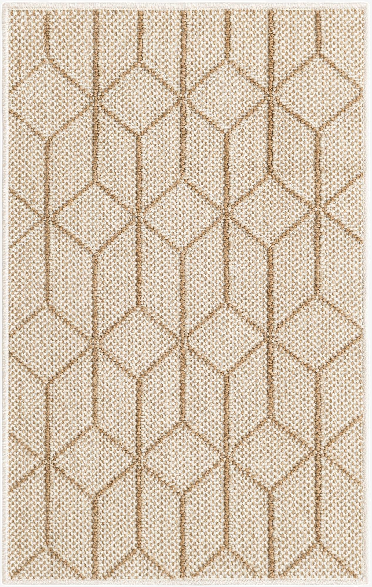  2' x 3' 1  Washable Lattice Indoor / Outdoor Rug