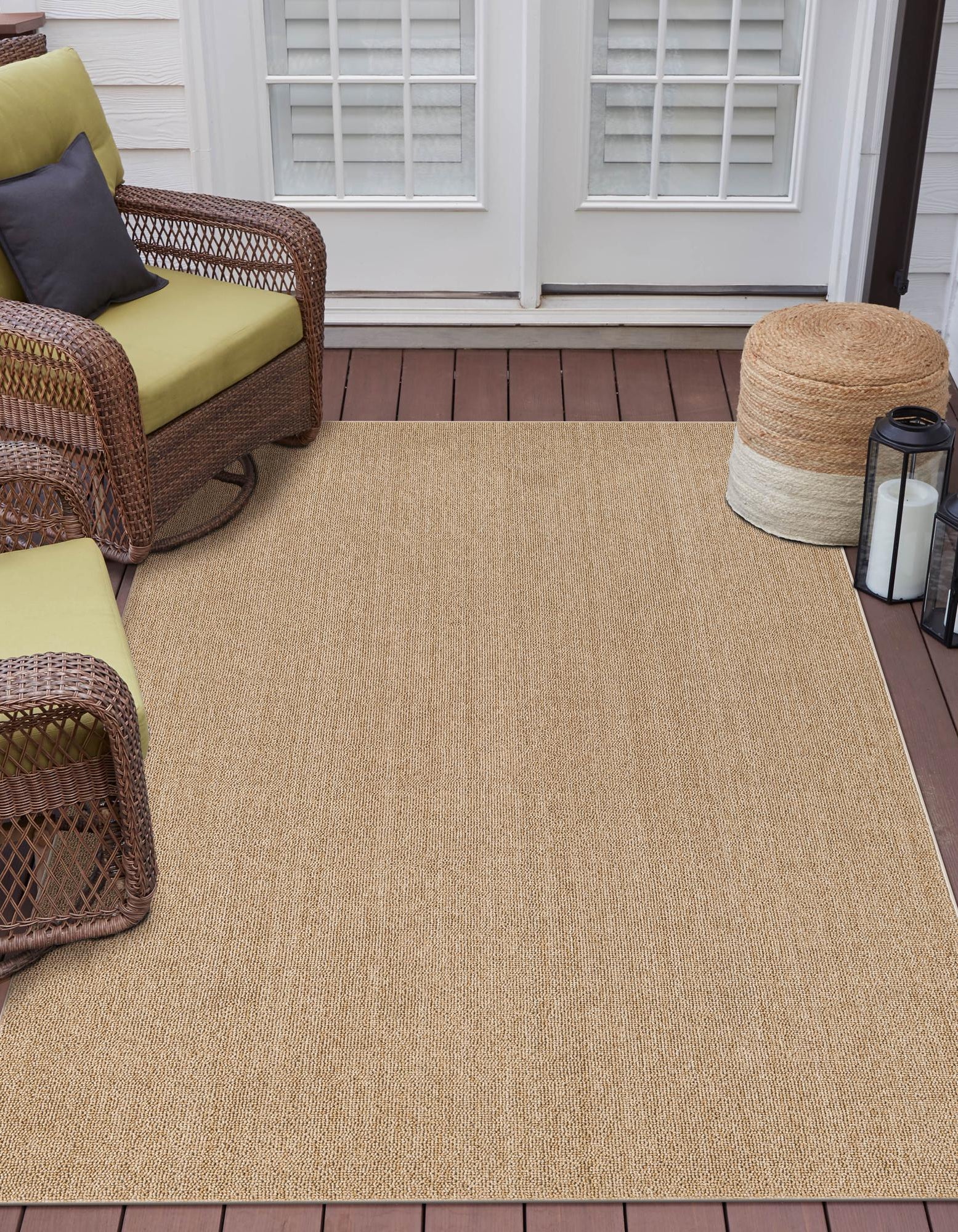 Beige 5' 3 x 8' Solid Indoor / Outdoor Rug | Rugs.com