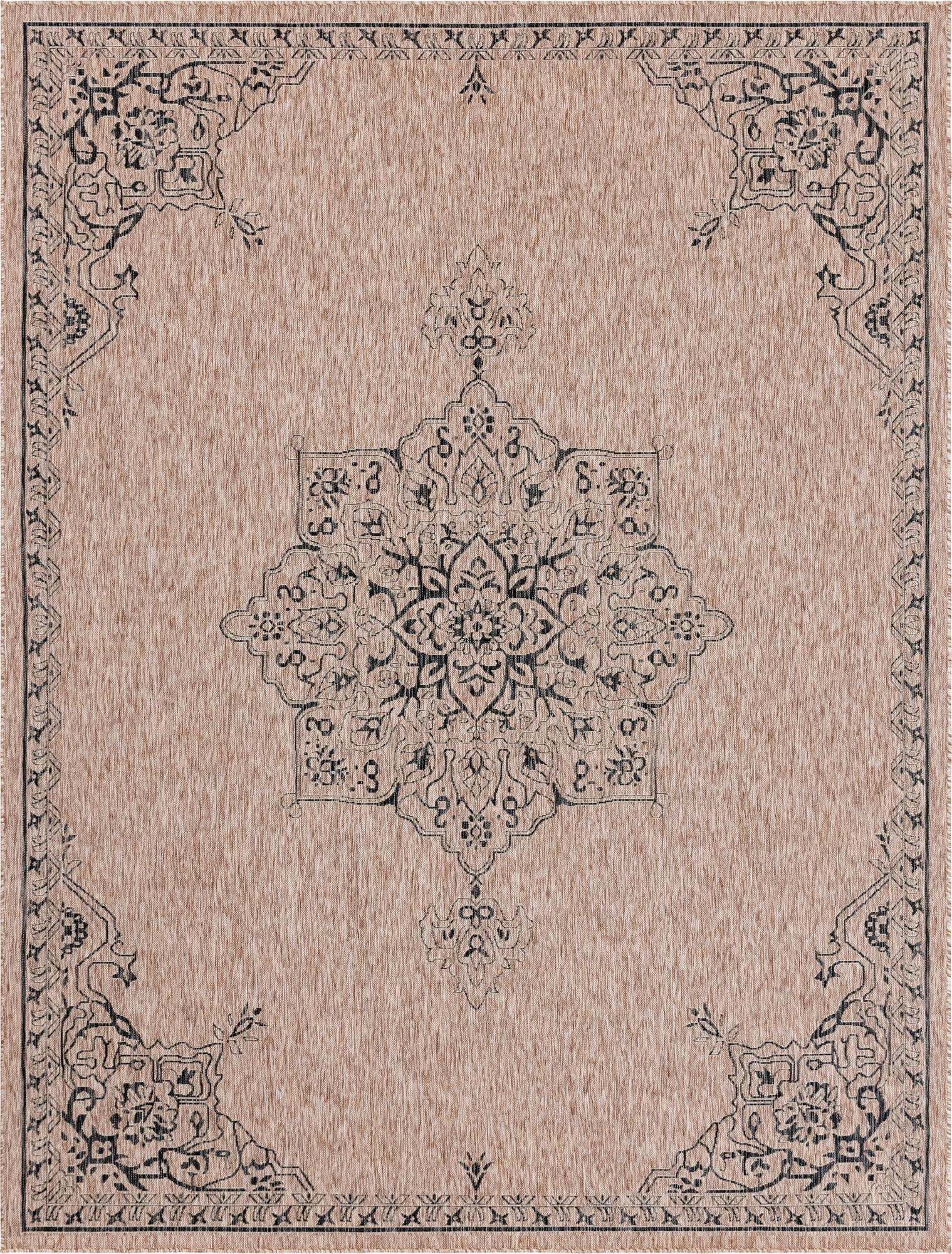  9' x 12'  Washable Traditional Indoor / Outdoor Rug