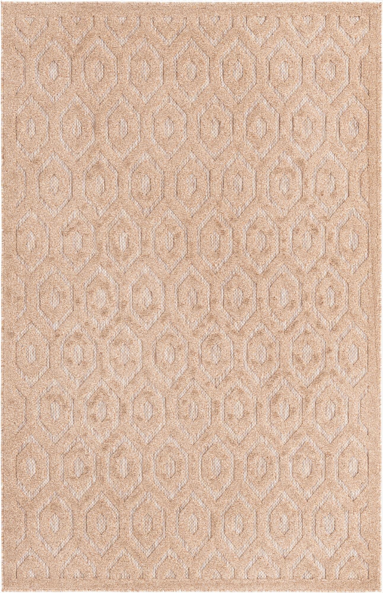 5' 3 x 8'  Washable Trellis Textured Indoor / Outdoor Rug