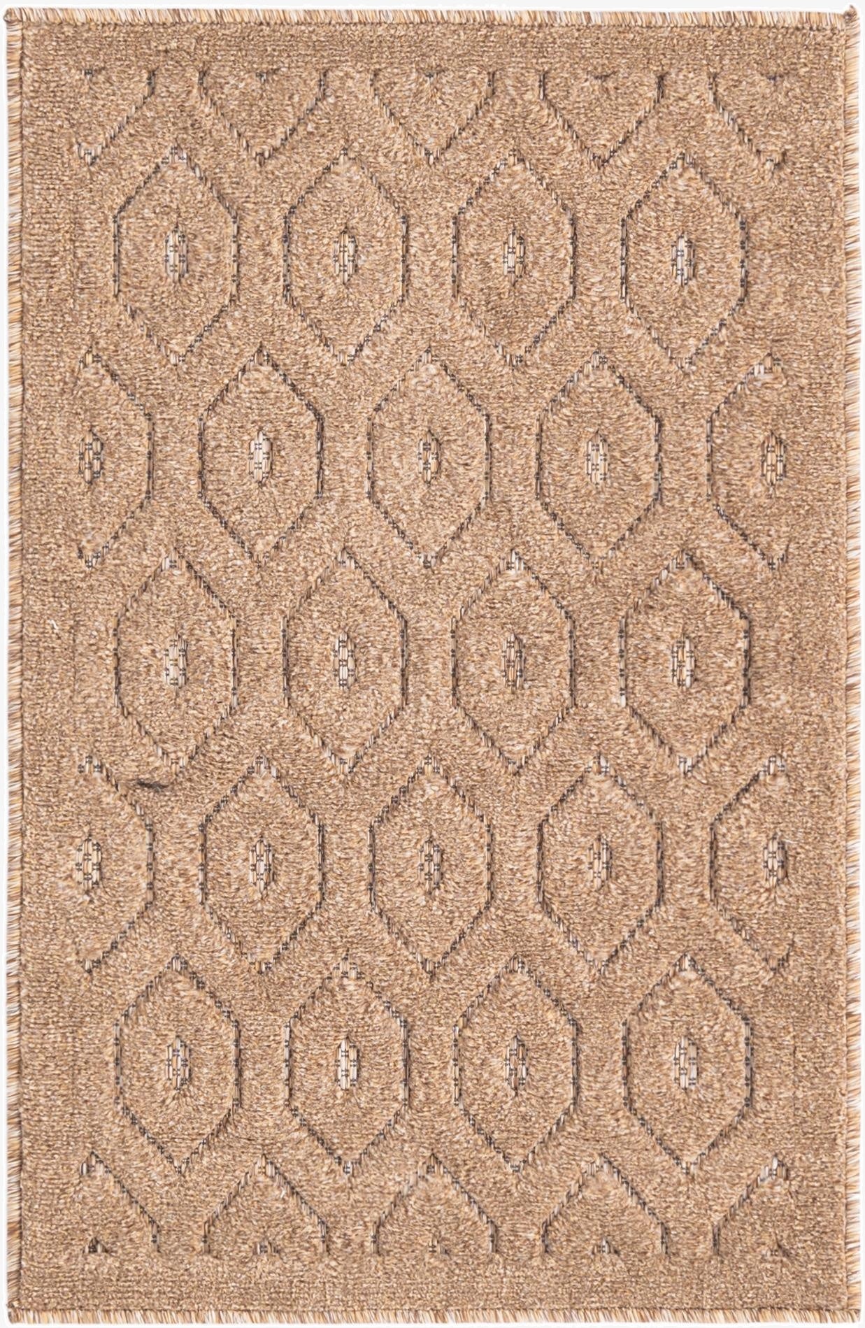  2' x 3'  Washable Trellis Textured Indoor / Outdoor Rug