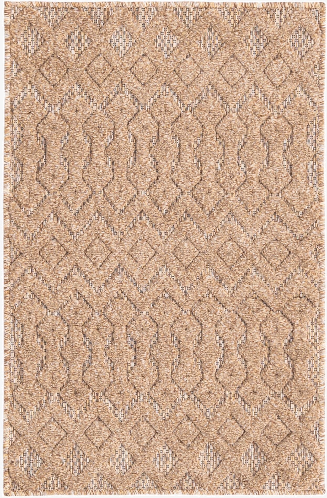  2' x 3'  Washable Trellis Textured Indoor / Outdoor Rug