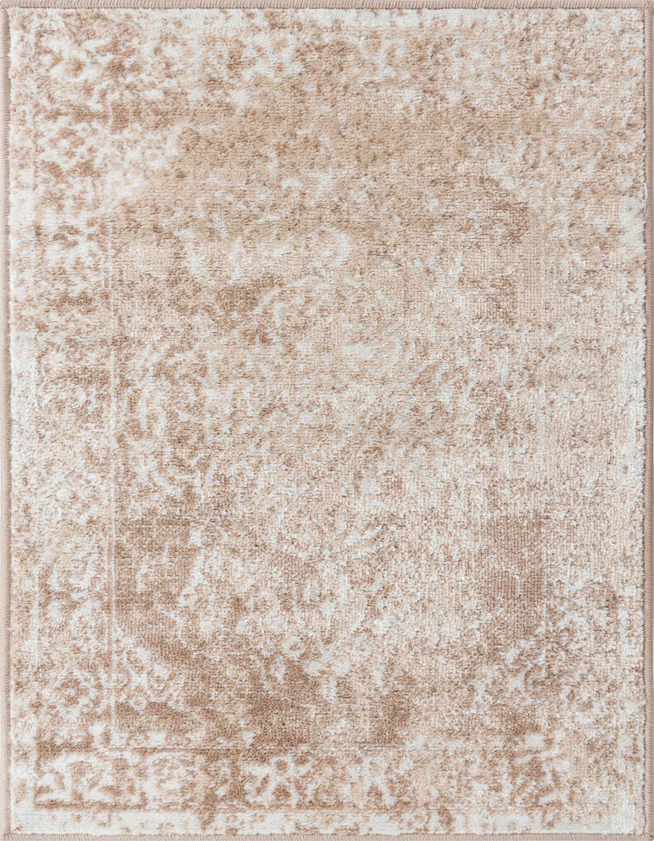 A 2x3 rectangular Rugs.com Oxford rug featuring a distressed brown and ivory traditional medallion pattern with a flat pile.