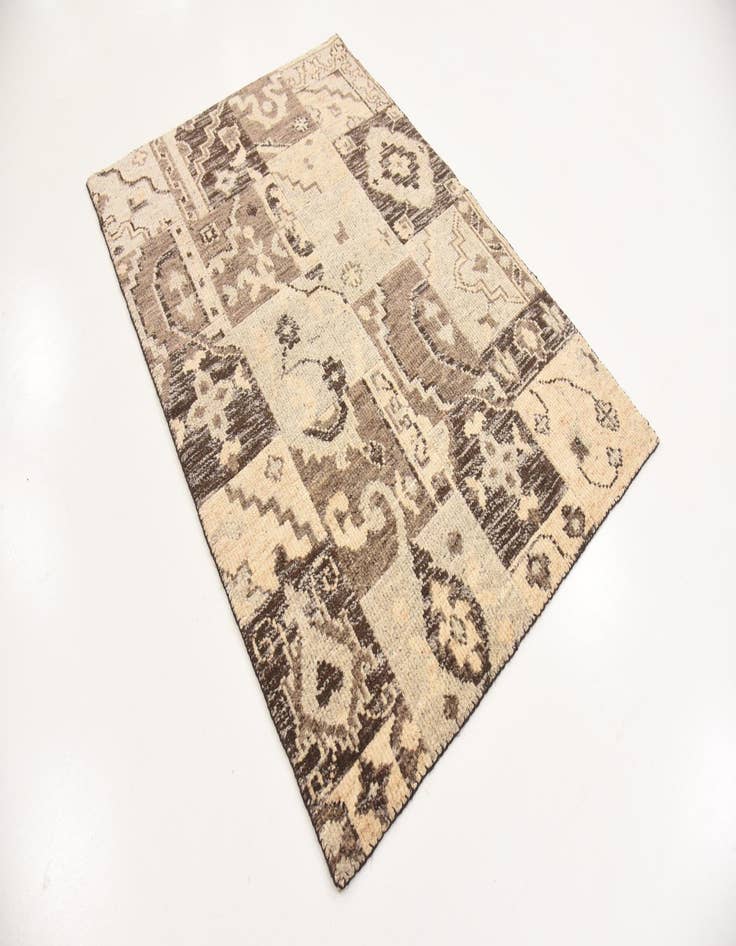 Detail image of  4' x 5' 9  Hand Knotted Patchwork Wool Rug