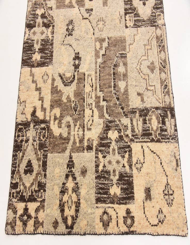 Detail image of  4' x 5' 9  Hand Knotted Patchwork Wool Rug