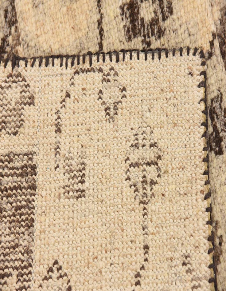 Detail image of  4' x 5' 8  Hand Knotted Patchwork Wool Rug