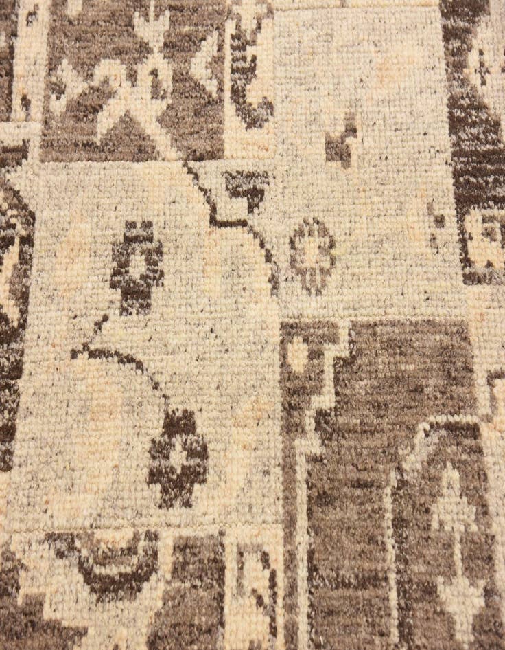 Detail image of  4' x 5' 8  Hand Knotted Patchwork Wool Rug