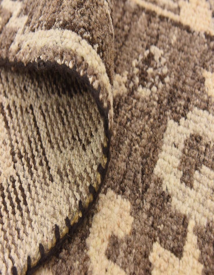 Detail image of  4' x 5' 8  Hand Knotted Patchwork Wool Rug