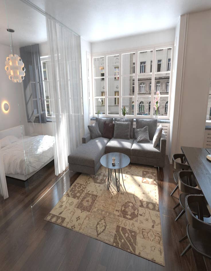 Detail image of  8' 2 x 9' 6  Hand Knotted Patchwork Wool Rug