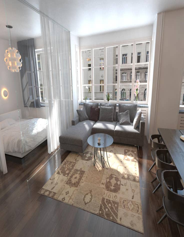 Detail image of 8' 2 x 9' 7 Hand Knotted Patchwork Wool Rug