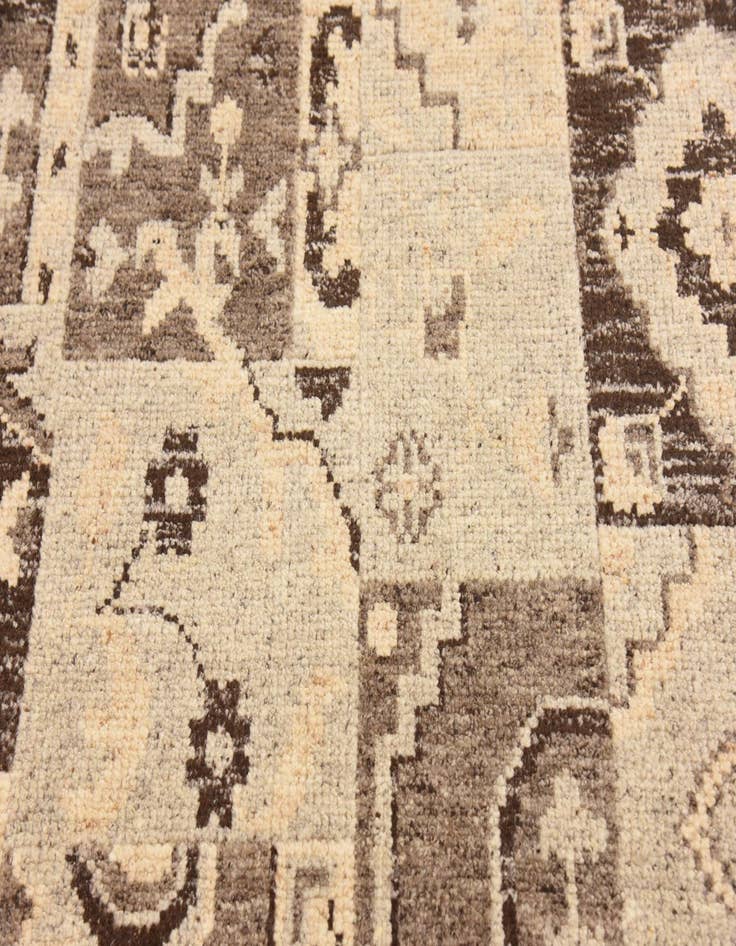 Detail image of  4' x 5' 8  Hand Knotted Patchwork Wool Rug