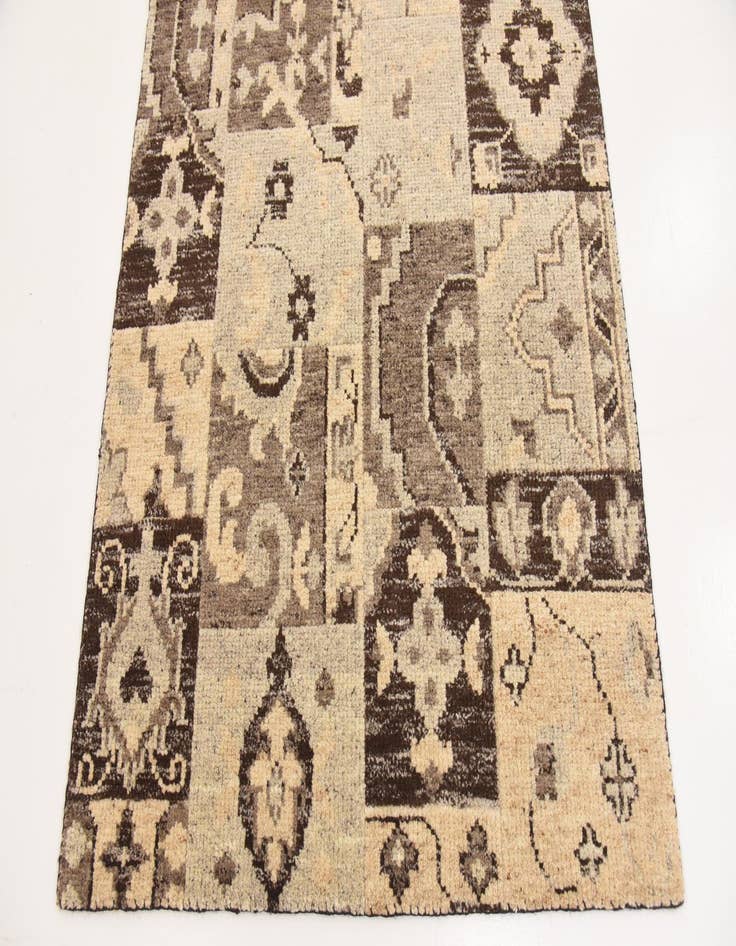 Detail image of  4' x 5' 8  Hand Knotted Patchwork Wool Rug