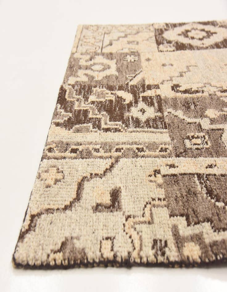 Detail image of  4' x 5' 8  Hand Knotted Patchwork Wool Rug