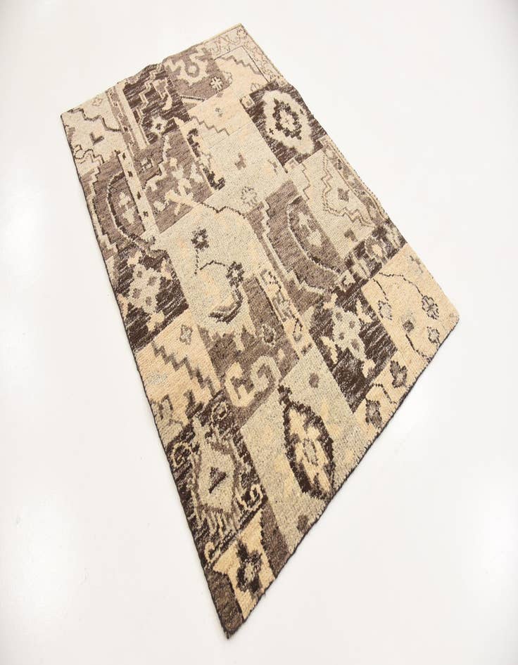 Detail image of  4' x 5' 8  Hand Knotted Patchwork Wool Rug