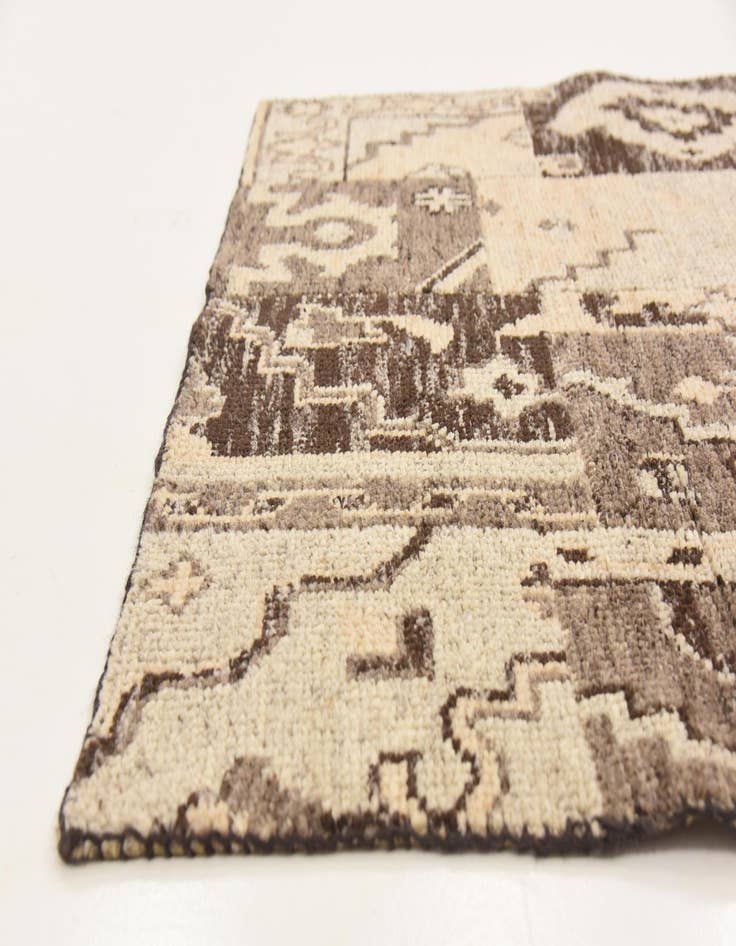 Detail image of  4' x 5' 8  Hand Knotted Patchwork Wool Rug