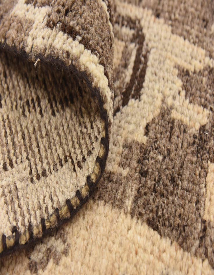 Detail image of  4' x 5' 8  Hand Knotted Patchwork Wool Rug