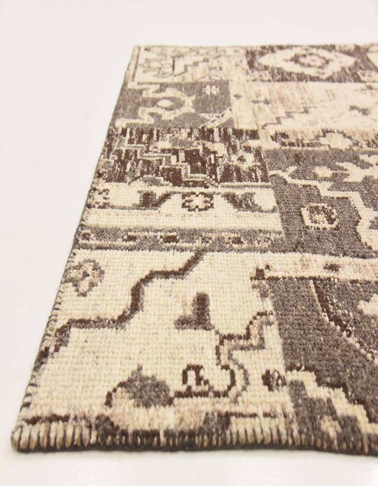 Detail image of  4' 6 x 6' 5  Hand Knotted Patchwork Wool Rug