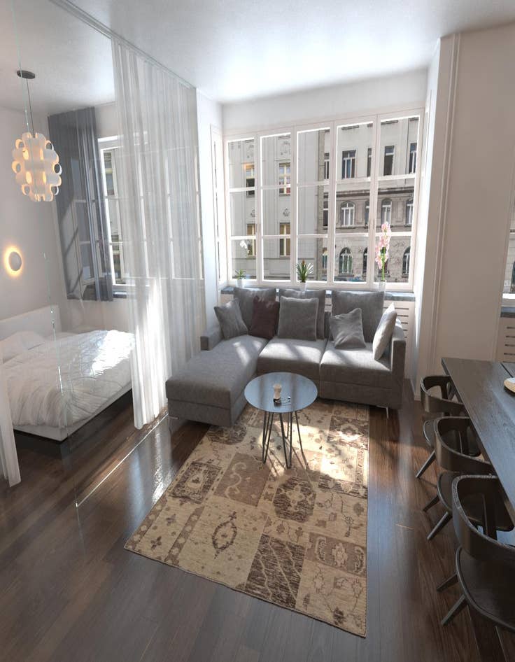 Detail image of 6' 7 x 9' 7 Hand Knotted Patchwork Wool Rug