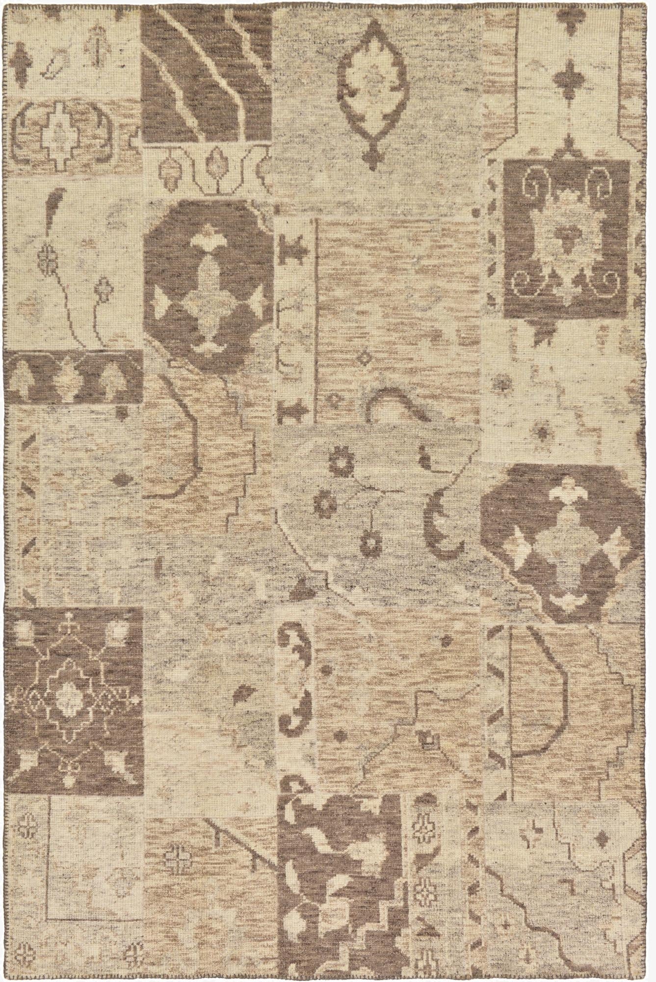  6' 5 x 9' 9  Hand Knotted Patchwork Wool Rug
