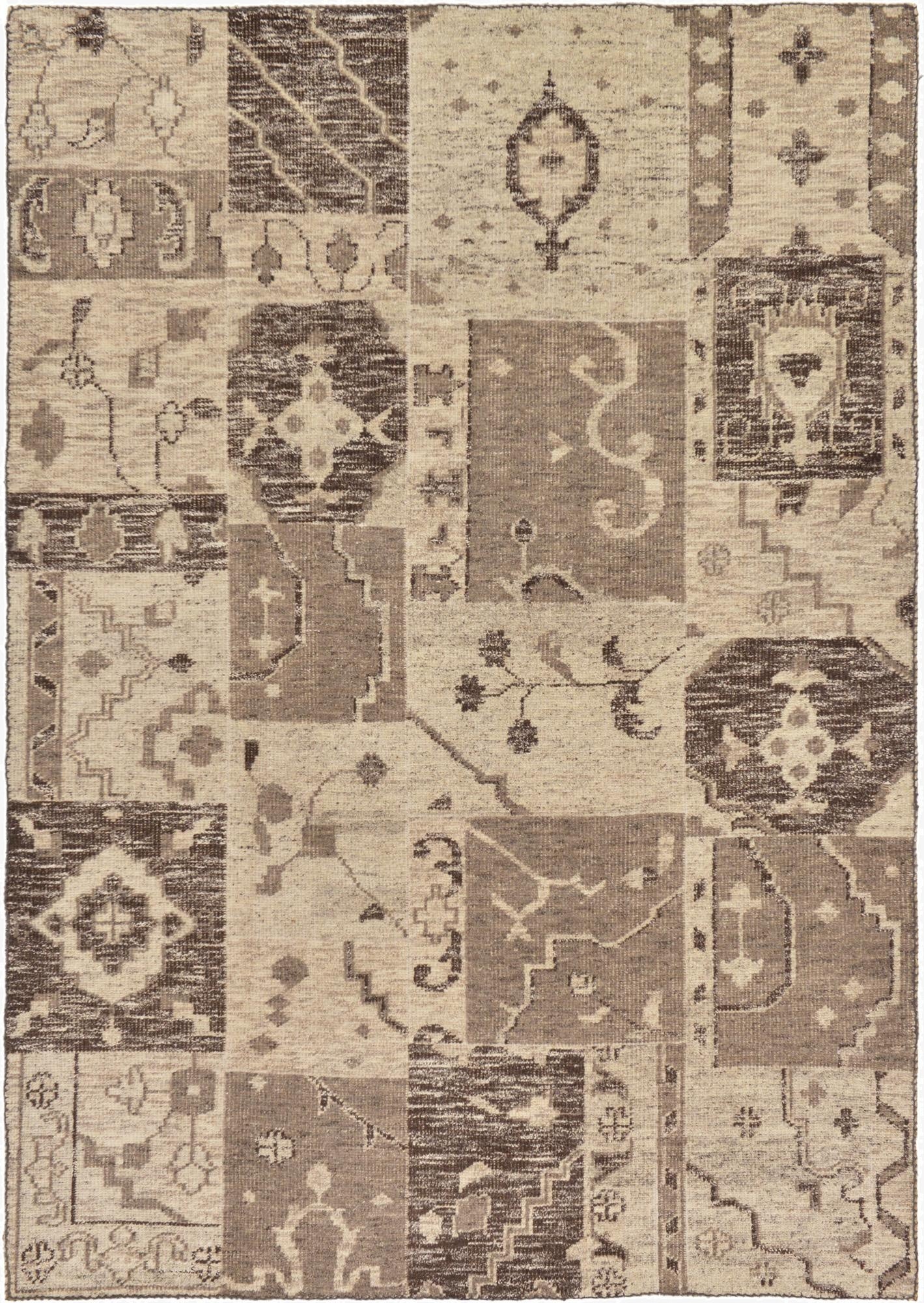 6' 7 x 9' 7  Hand Knotted Patchwork Wool Rug