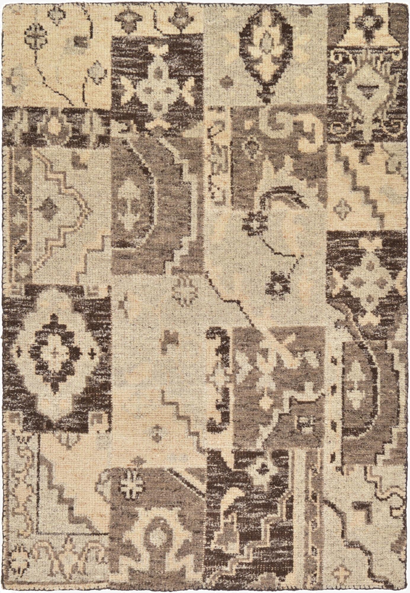  4' x 5' 8  Hand Knotted Patchwork Wool Rug