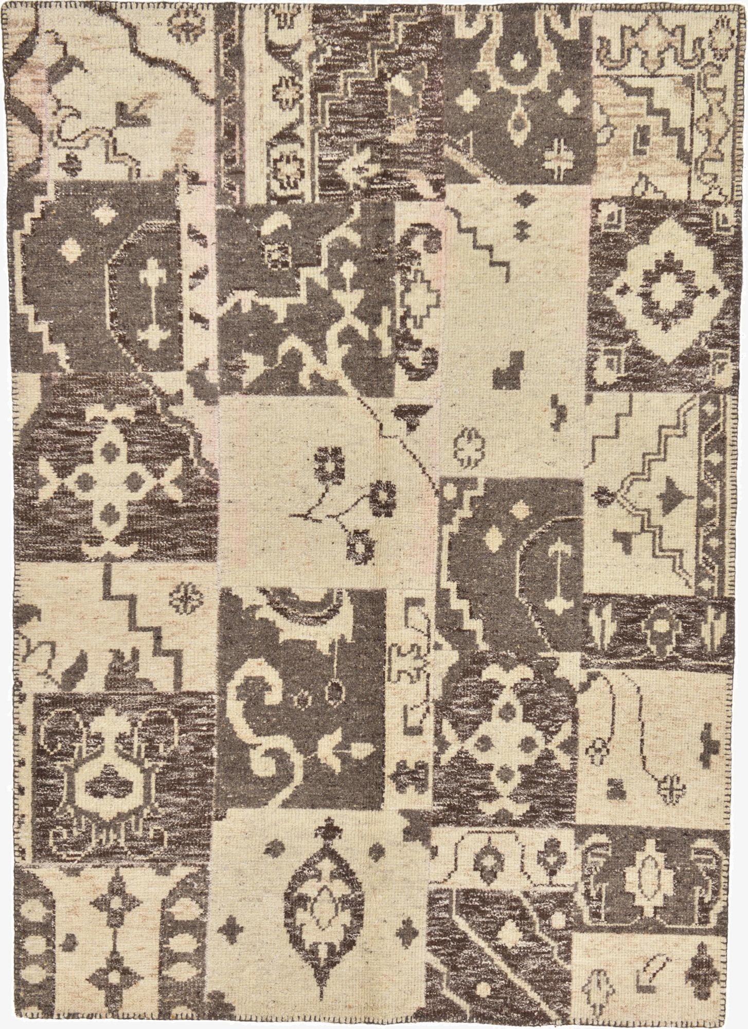  5' 4 x 7' 8  Hand Knotted Patchwork Wool Rug